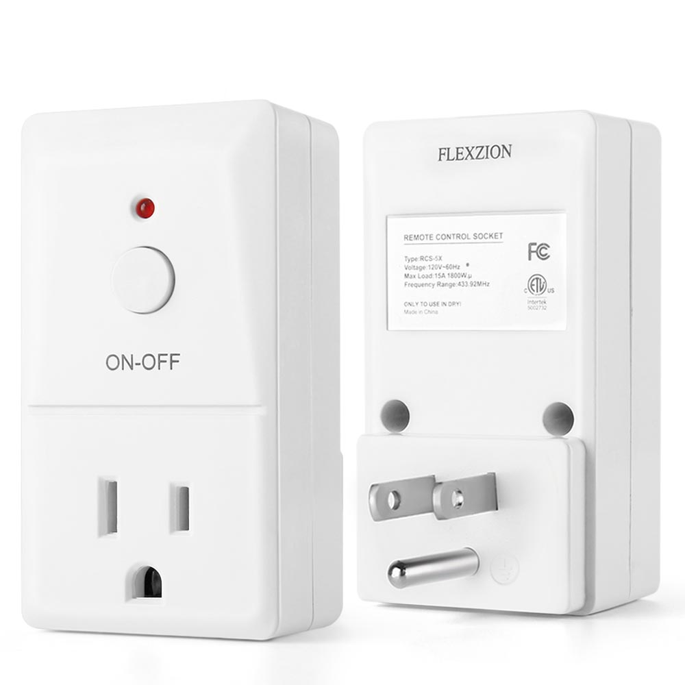 Flexzion Wireless Remote Control Plug Outlet With Remote On Off Switch (5  Pack) Electrical Power Outlet Wireless Switch for Light Indoor Home Lamps  Appliance 
