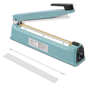 Flexzion Impulse Sealer 12 Inch (300mm) 400W Heat Sealer Machine with Adjustable Heating Mode, No Warm Up Needed, Portable Bag and Seal Impulse with Replacement Element Grip and Teflon Tape
