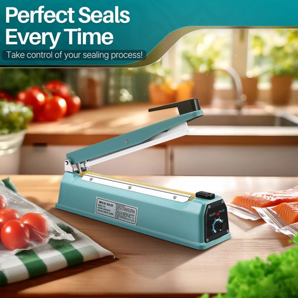 Flexzion Impulse Sealer 12 Inch (300mm) 400W Heat Sealer Machine with Adjustable Heating Mode, No Warm Up Needed, Portable Bag and Seal Impulse with Replacement Element Grip and Teflon Tape - Image 2