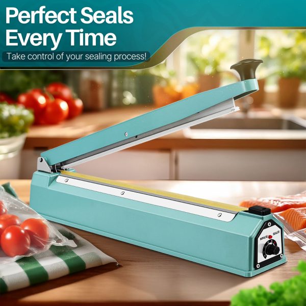 Flexzion Impulse Sealer 20 Inch (500mm) 750W Heat Sealer Machine with Adjustable Heating Mode, No Warm Up Needed, Portable Bag and Seal Impulse with Replacement Element Grip and Teflon Tape - Image 2