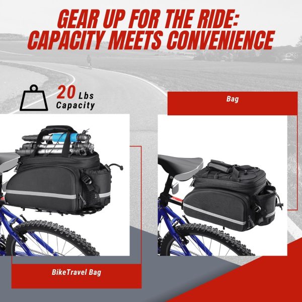 Flexzion Adjustable Bicycle Carrier Rack, 20lb Capacity, Black - Back Bike Cargo Rack, Universal Extendable Aluminum Rear Seat Post Bike Rack Caddy, Ideal for Luggage, Equipment, and Touring Gears - Image 5