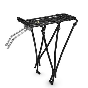 Flexzion Adjustable Bicycle Carrier Rack, 110lb Capacity, Black - Bike Rack for Back of Bike, Back Bike Cargo Rack, Aluminum Rear Seat Post Bike Rack Caddy for 26-28 Inch Wheels with Hardware Included