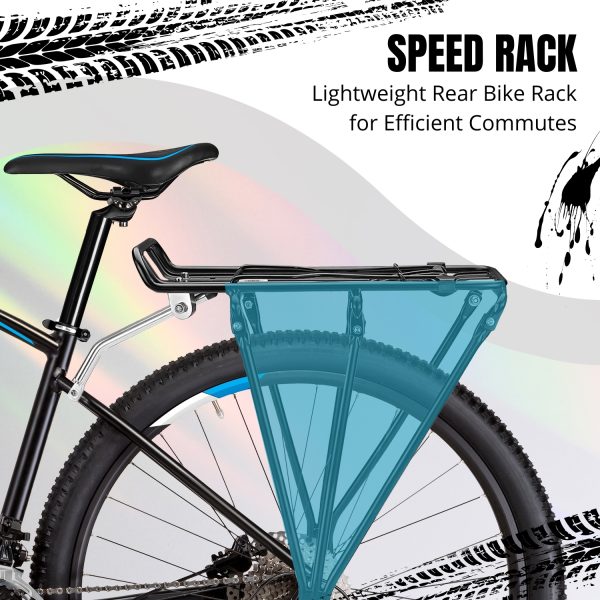 Flexzion Adjustable Bicycle Carrier Rack, 110lb Capacity, Black - Bike Rack for Back of Bike, Back Bike Cargo Rack, Aluminum Rear Seat Post Bike Rack Caddy for 26-28 Inch Wheels with Hardware Included - Image 4