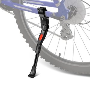 Flexzion Bike Kickstand Bicycle Road Mountain Cycling Rear Mount Side Stand Aluminum Adjustable Alloy Replacement Kickstand for Mountain Bike Fits for 22 - 26 inch Tires in Black
