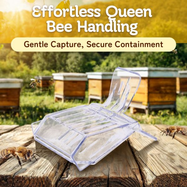 Flexzion Bee Clip for Queen (5-Pack) - Transparent Queen Catcher for Bees, Honeybee Queen Clips for Easy One-Handed Queen Bee Marking & Handling - Image 2