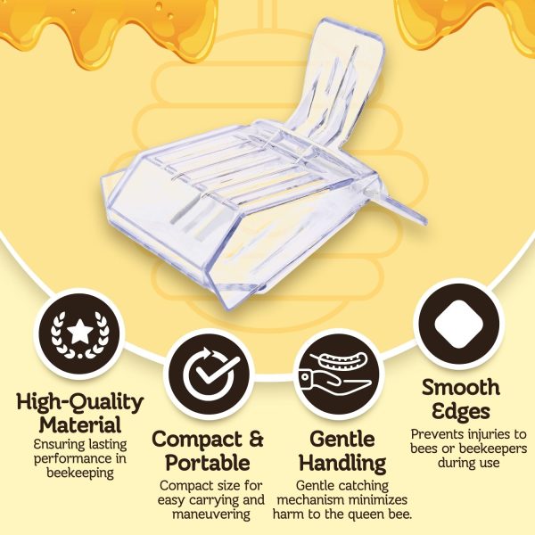 Flexzion Bee Clip for Queen (5-Pack) - Transparent Queen Catcher for Bees, Honeybee Queen Clips for Easy One-Handed Queen Bee Marking & Handling - Image 4
