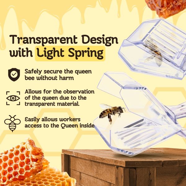 Flexzion Bee Clip for Queen (5-Pack) - Transparent Queen Catcher for Bees, Honeybee Queen Clips for Easy One-Handed Queen Bee Marking & Handling - Image 5