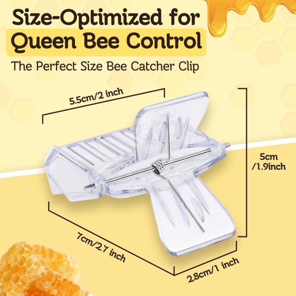 Flexzion Bee Clip for Queen (5-Pack) - Transparent Queen Catcher for Bees, Honeybee Queen Clips for Easy One-Handed Queen Bee Marking & Handling - Image 7
