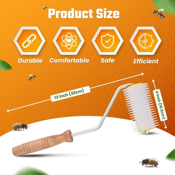 Flexzion Honey Uncapping Needle Roller – Propolis & Honey Beekeeping Tools Supplies for Harvesting - 5-Inch Hardwood Handle Uncapper for Honeycomb Roller Brush Extraction - Image 5