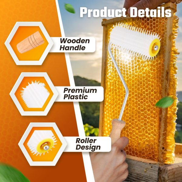 Flexzion Honey Uncapping Needle Roller – Propolis & Honey Beekeeping Tools Supplies for Harvesting - 5-Inch Hardwood Handle Uncapper for Honeycomb Roller Brush Extraction - Image 6