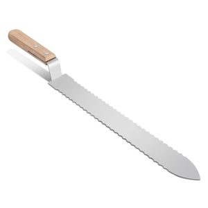 Flexzion Cold Honey Uncapping Tool - 11 Inch Serrated Uncapping Knife, Stainless Steel Honey Knife Uncapping with Ergonomic Wooden Handle, Non-Heated Honeycomb Scraper for Wax & Honey Extraction