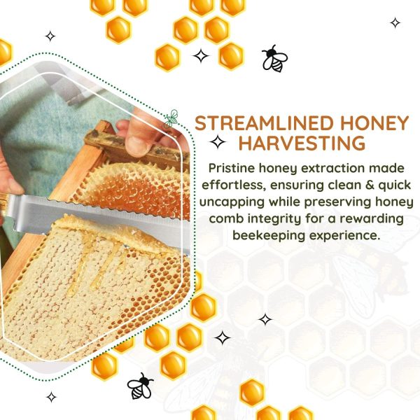 Flexzion Cold Honey Uncapping Tool - 11 Inch Serrated Uncapping Knife, Stainless Steel Honey Knife Uncapping with Ergonomic Wooden Handle, Non-Heated Honeycomb Scraper for Wax & Honey Extraction - Image 5