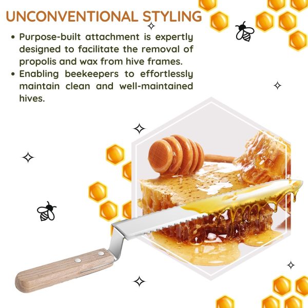 Flexzion Cold Honey Uncapping Tool - 11 Inch Serrated Uncapping Knife, Stainless Steel Honey Knife Uncapping with Ergonomic Wooden Handle, Non-Heated Honeycomb Scraper for Wax & Honey Extraction - Image 6