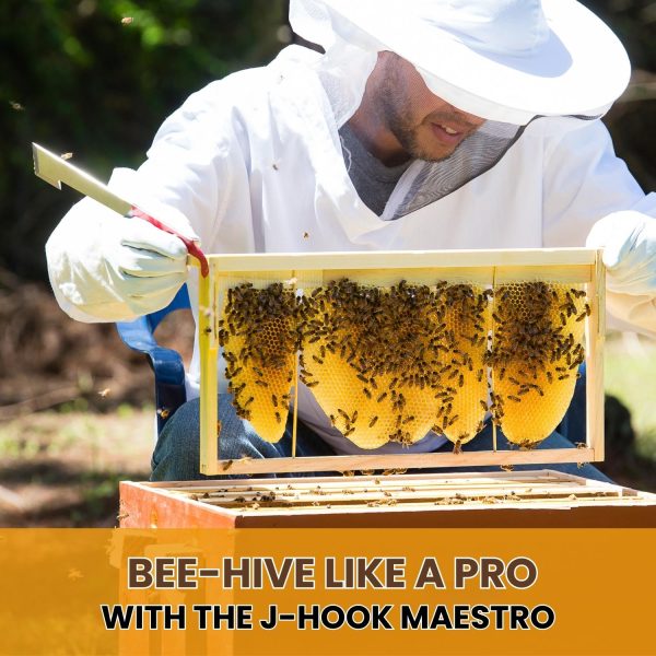 Flexzion J Hook Bee Hive Tool - 10.5" Stainless Steel Frame Lifter & Wax Scraper for Bee keeping Tools Kit - Essential Hive Tool J Hook for Beekeeping Supplies & Equipment - Image 2