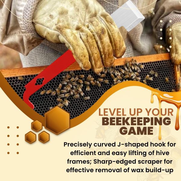 Flexzion J Hook Bee Hive Tool - 10.5" Stainless Steel Frame Lifter & Wax Scraper for Bee keeping Tools Kit - Essential Hive Tool J Hook for Beekeeping Supplies & Equipment - Image 6