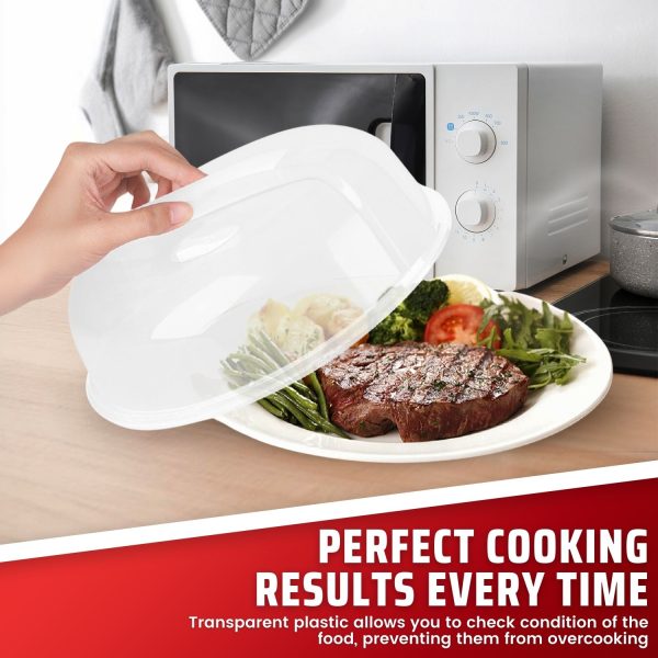 Flexzion 10.5 Inch Microwave Splatter Cover - BPA-Free Anti-Splatter Microwave Cover with Adjustable Steam Vent, Dishwasher Safe, Transparent Plastic Food Covers for Microwave Cooking - Image 3