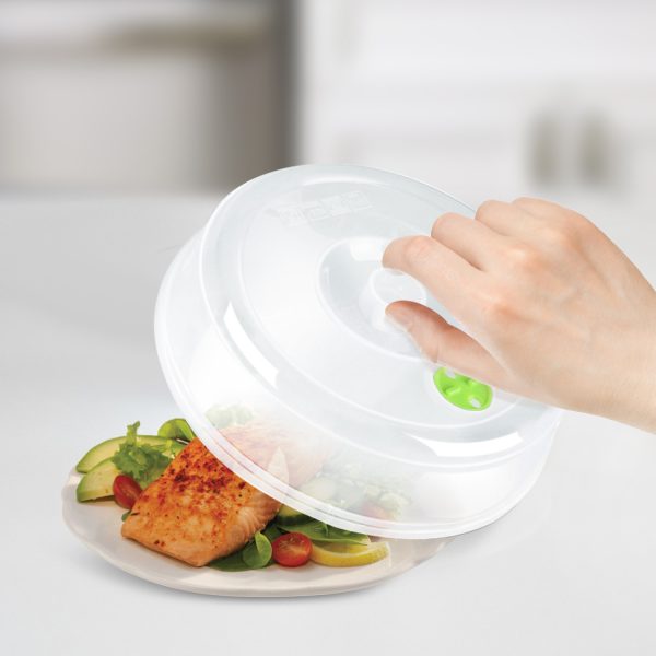 Flexzion Microwave Plate Covers Set of 5 - BPA-Free Microwave Cover with Adjustable Steam Vent, Dishwasher Safe Microwave Splatter Cover, Transparent Plastic Food Covers for Microwave Cooking - Image 2