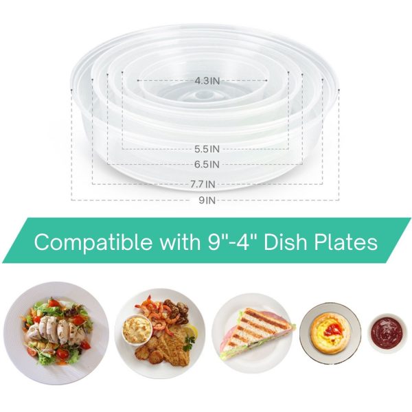 Flexzion Microwave Plate Covers Set of 5 - BPA-Free Microwave Cover with Adjustable Steam Vent, Dishwasher Safe Microwave Splatter Cover, Transparent Plastic Food Covers for Microwave Cooking - Image 4