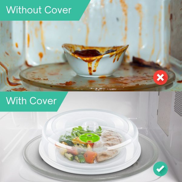 Flexzion Microwave Plate Covers Set of 5 - BPA-Free Microwave Cover with Adjustable Steam Vent, Dishwasher Safe Microwave Splatter Cover, Transparent Plastic Food Covers for Microwave Cooking - Image 5