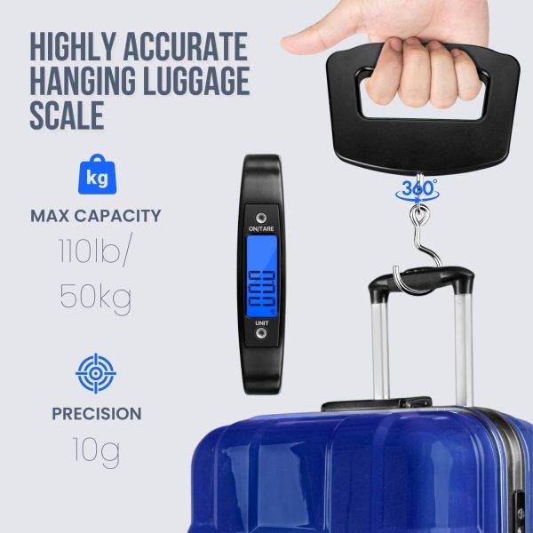 Flexzion Digital Luggage Scale, Baggage Weight Scale, 110 Lb (50 Kg) with 10g Deviation, Portable Handheld Suitcase Weight Scale with Hook for Travel, Fish Weighing, Black - Image 4
