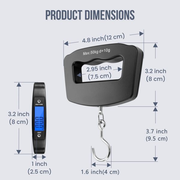 Flexzion Digital Luggage Scale, Baggage Weight Scale, 110 Lb (50 Kg) with 10g Deviation, Portable Handheld Suitcase Weight Scale with Hook for Travel, Fish Weighing, Black - Image 5