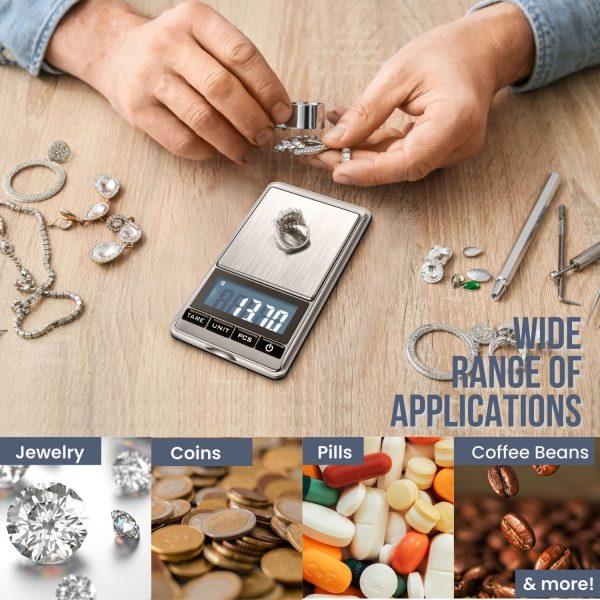 Flexzion Jewelry Small Digital Scale .01 Gram Accuracy - Portable Digital Jewelry Scale Gram & Ounces with 300g Weight Capacity - Micro Scale for Herbs, Gold, Coins with Multi-Unit Conversion - Image 6