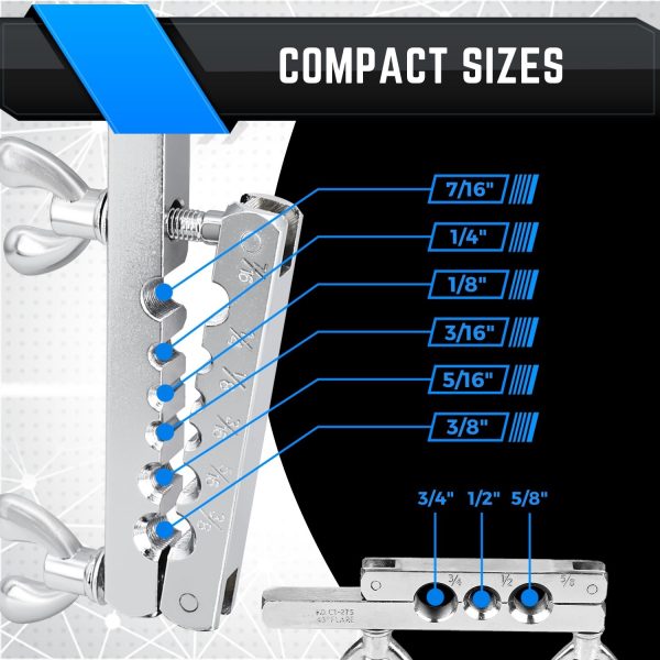 Flexzion Flaring & Swaging Tool Kit 45 Degree Tubing 1/8 to 3/4 inch for Soft Copper Tube Extrusion Type Water Gas Line Automotive Plumbing 14 Pieces Cone with Portable Carring Case - Image 7