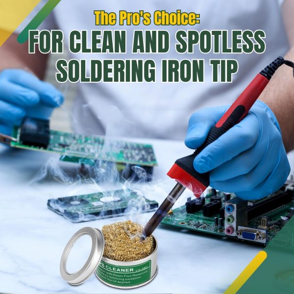 Flexzion Soldering Iron Tip Cleaner, Soft Coiled Brass Wire Sponge Stainless Steel Holder with Rosin Flux - Image 6