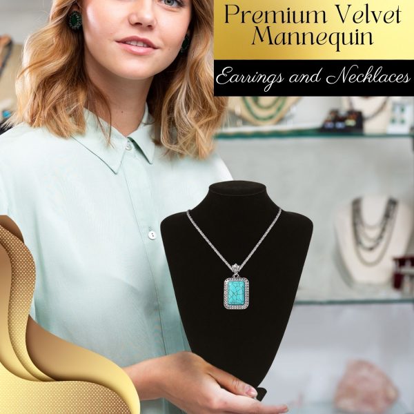 Flexzion Necklace Display Stand - Jewelry Bust Display, 10 Inch Black Velvet 3D Mannequin Holder for Necklaces, Pendants & Lockets - Jewelry Display for Home, Boutique & Trade Shows - Image 3
