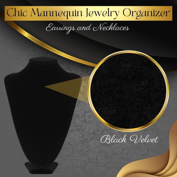 Flexzion Necklace Display Stand - Jewelry Bust Display, 10 Inch Black Velvet 3D Mannequin Holder for Necklaces, Pendants & Lockets - Jewelry Display for Home, Boutique & Trade Shows - Image 4