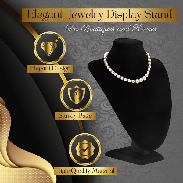 Flexzion Necklace Display Stand - Jewelry Bust Display, 10 Inch Black Velvet 3D Mannequin Holder for Necklaces, Pendants & Lockets - Jewelry Display for Home, Boutique & Trade Shows - Image 5