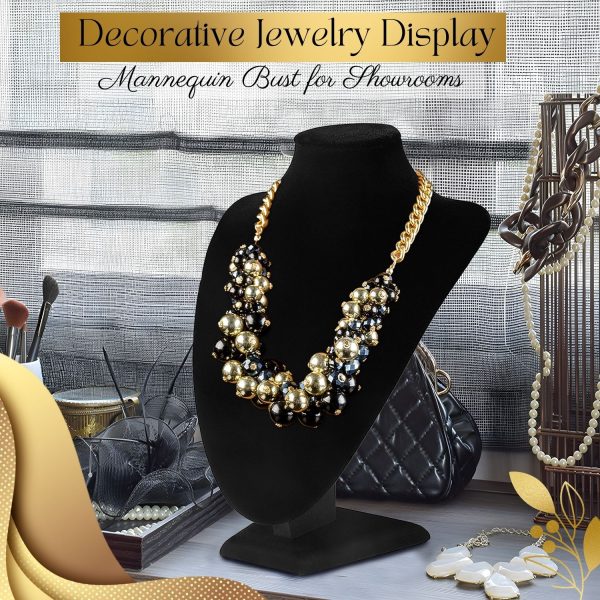 Flexzion Necklace Display Stand - Jewelry Bust Display, 10 Inch Black Velvet 3D Mannequin Holder for Necklaces, Pendants & Lockets - Jewelry Display for Home, Boutique & Trade Shows - Image 7
