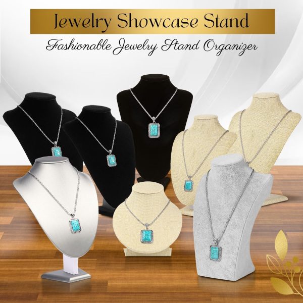 Flexzion Necklace Display Stand - Jewelry Bust Display, 10 Inch Black Velvet 3D Mannequin Holder for Necklaces, Pendants & Lockets - Jewelry Display for Home, Boutique & Trade Shows - Image 8