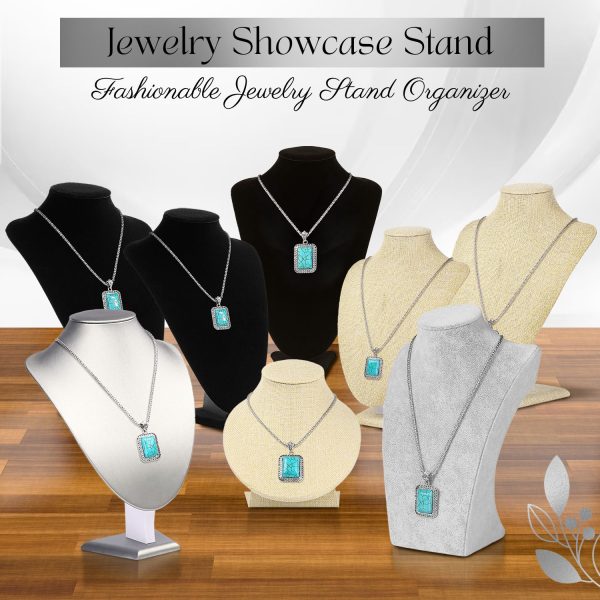 Flexzion Necklace Bust Display Stand (1 Pack) - 10 Inch 3D Mannequin Gray Velvet Necklace Display Holder for Home, Boutique & Trade Shows - Jewelry Display for Selling Necklace, Pendants, Chokers - Image 9