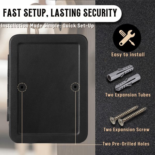 Flexzion Key Box Wall Mount With Code - Black Key Cabinet Lock Box Key Storage Box Wall Mount with Combination Lock, Secured Key Organizer Box with 48 Colored Key Holder for Homes, Office, Apartments - Image 6