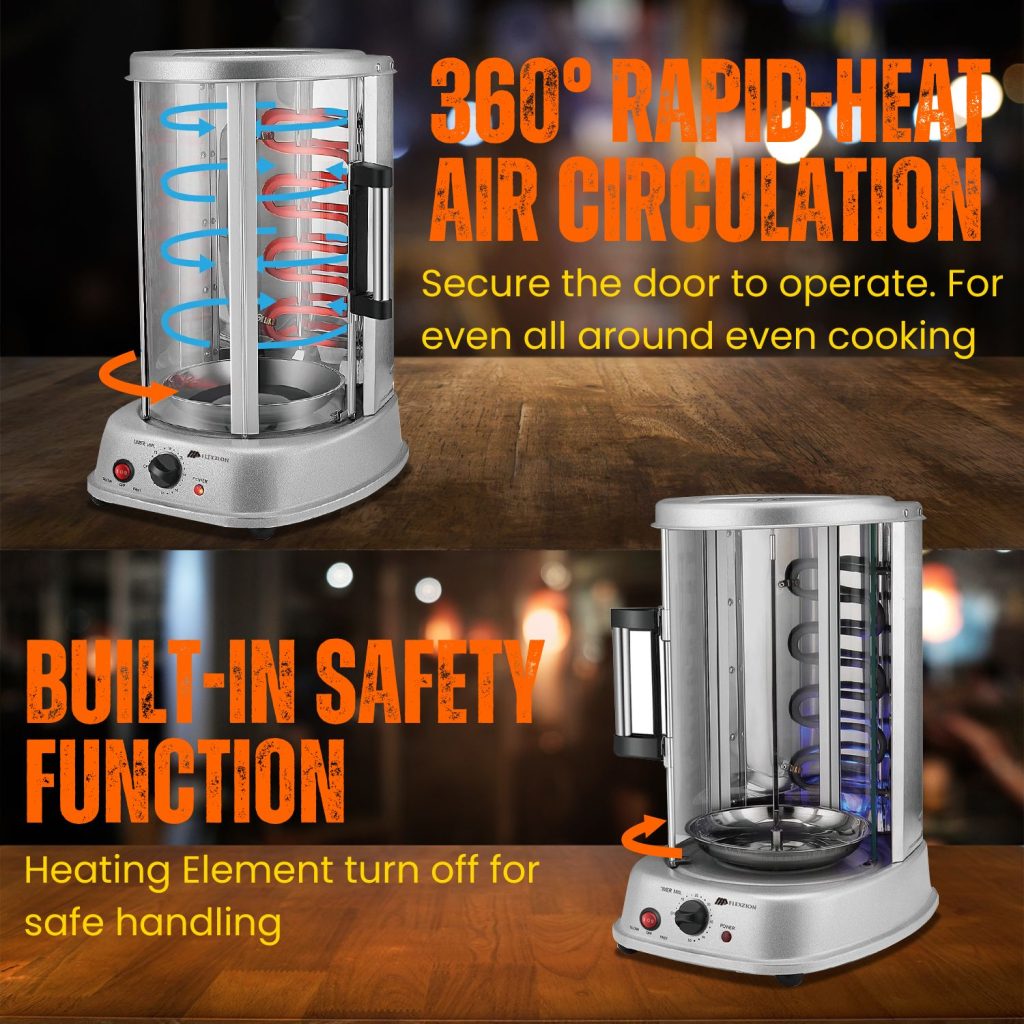 Flexzion Vertical Rotisserie Oven Grill – Countertop Shawarma Machine ...