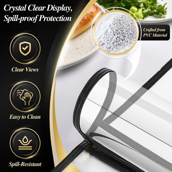 Flexzion Menu Holder 8.5" x 11" - Triple Stitched Menu Covers with Clear PVC, Black Binding & Gold Corners, Trifold 3 Pages 6 Views Menu Book for Restaurant, Cafe, Bar, & Catering Hall (1 Pack) - Image 4