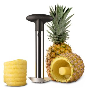 Flexzion Pineapple Corer and Slicer Tool, Stainless Steel Cutter Corer Remover Peeler Decorer Wedger, Spiral Cutting Tool with Metal Blade, Non-Slip Grip for Fruit Rings, Home Kitchen Restaurant Chef