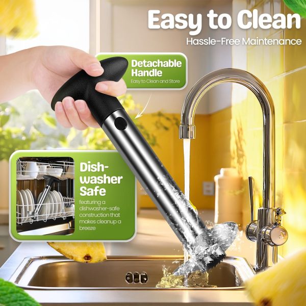 Flexzion Pineapple Corer and Slicer Tool, Stainless Steel Cutter Corer Remover Peeler Decorer Wedger, Spiral Cutting Tool with Metal Blade, Non-Slip Grip for Fruit Rings, Home Kitchen Restaurant Chef - Image 6