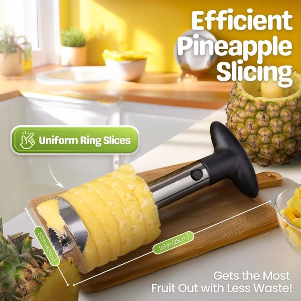 Flexzion Pineapple Corer and Slicer Tool, Stainless Steel Cutter Corer Remover Peeler Decorer Wedger, Spiral Cutting Tool with Metal Blade, Non-Slip Grip for Fruit Rings, Home Kitchen Restaurant Chef - Image 7
