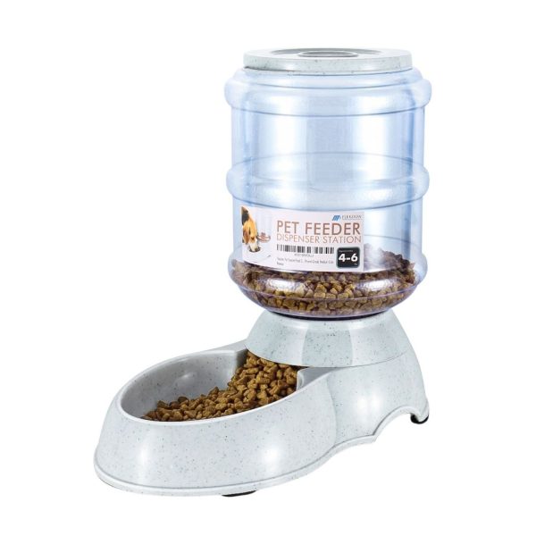 Flexzion Gravity Dog Feeder, Automatic Replenish Large Dog Food Dispenser, Non-Skid, Easy-Clean, Large Capacity Dry Food Storage Bowl for Large Pet, 1 Gallon