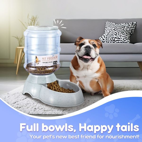 Flexzion Gravity Dog Feeder, Automatic Replenish Large Dog Food Dispenser, Non-Skid, Easy-Clean, Large Capacity Dry Food Storage Bowl for Large Pet, 1 Gallon - Image 3