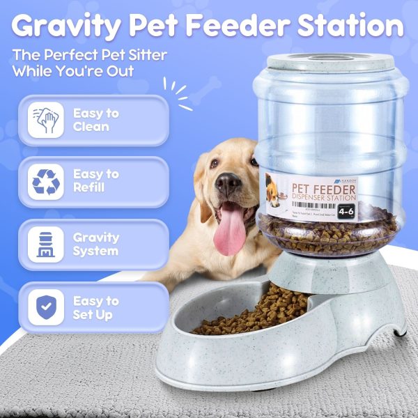Flexzion Gravity Dog Feeder, Automatic Replenish Large Dog Food Dispenser, Non-Skid, Easy-Clean, Large Capacity Dry Food Storage Bowl for Large Pet, 1 Gallon - Image 4
