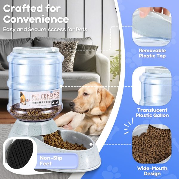 Flexzion Gravity Dog Feeder, Automatic Replenish Large Dog Food Dispenser, Non-Skid, Easy-Clean, Large Capacity Dry Food Storage Bowl for Large Pet, 1 Gallon - Image 6