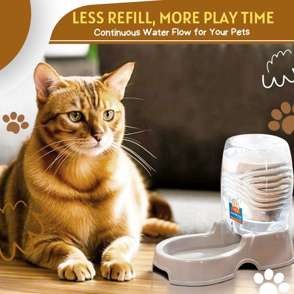 Flexzion Automatic Gravity Pet Waterer for Cat & Dog - Non-Skid & Easy-Clean Auto Replenish Water Dispenser Drinking Bowl (1/4 Gallon/ 900ml), Beige - Image 2