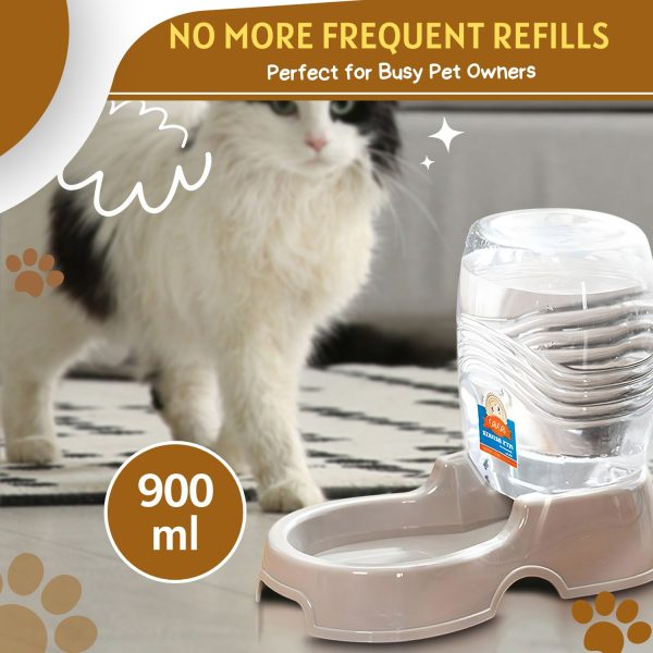 Flexzion Automatic Gravity Pet Waterer for Cat & Dog - Non-Skid & Easy-Clean Auto Replenish Water Dispenser Drinking Bowl (1/4 Gallon/ 900ml), Beige - Image 3