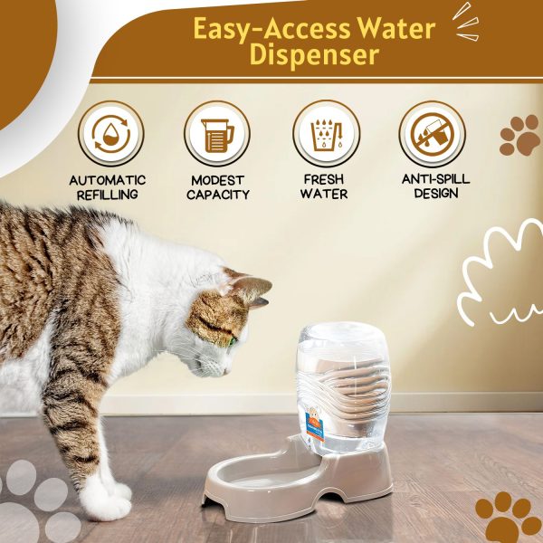 Flexzion Automatic Gravity Pet Waterer for Cat & Dog - Non-Skid & Easy-Clean Auto Replenish Water Dispenser Drinking Bowl (1/4 Gallon/ 900ml), Beige - Image 5