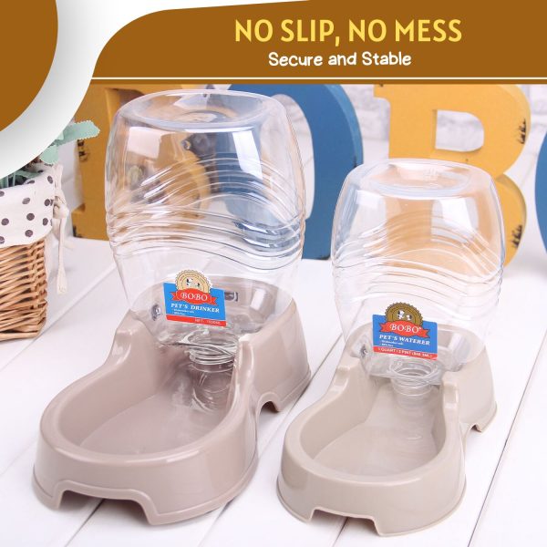 Flexzion Automatic Gravity Pet Waterer for Cat & Dog - Non-Skid & Easy-Clean Auto Replenish Water Dispenser Drinking Bowl (1/4 Gallon/ 900ml), Beige - Image 6