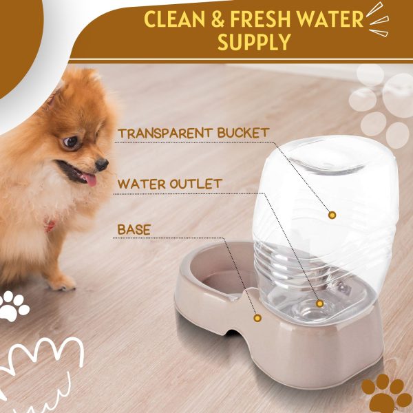 Flexzion Automatic Gravity Pet Waterer for Cat & Dog - Non-Skid & Easy-Clean Auto Replenish Water Dispenser Drinking Bowl (1/4 Gallon/ 900ml), Beige - Image 7