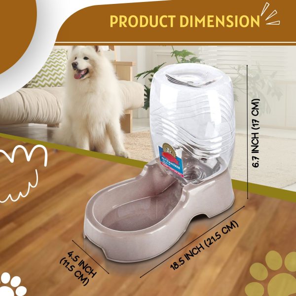 Flexzion Automatic Gravity Pet Waterer for Cat & Dog - Non-Skid & Easy-Clean Auto Replenish Water Dispenser Drinking Bowl (1/4 Gallon/ 900ml), Beige - Image 8